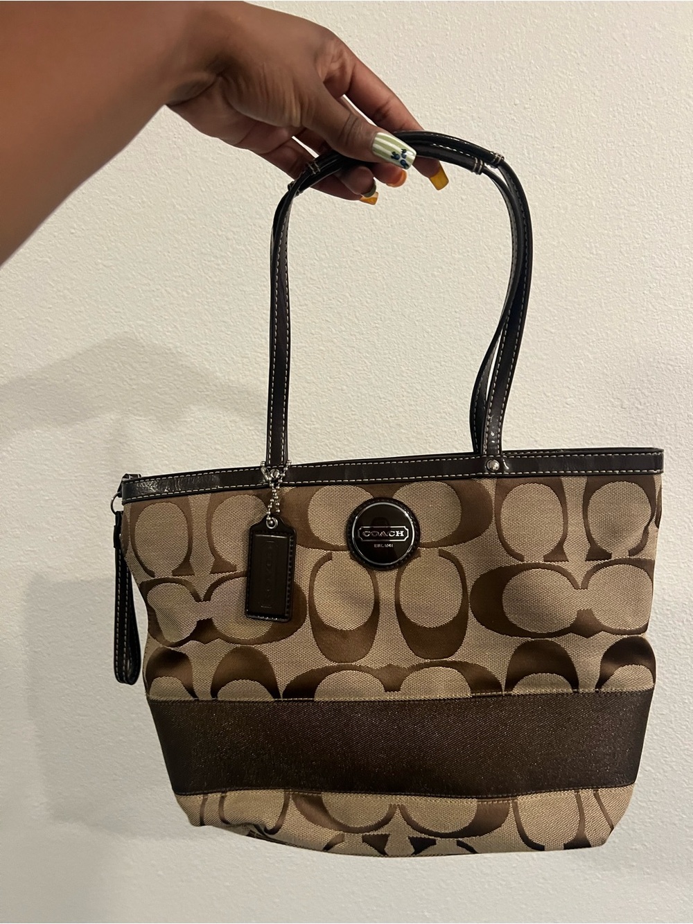 Coach Signature Canvas Tote in Brown and Tan
